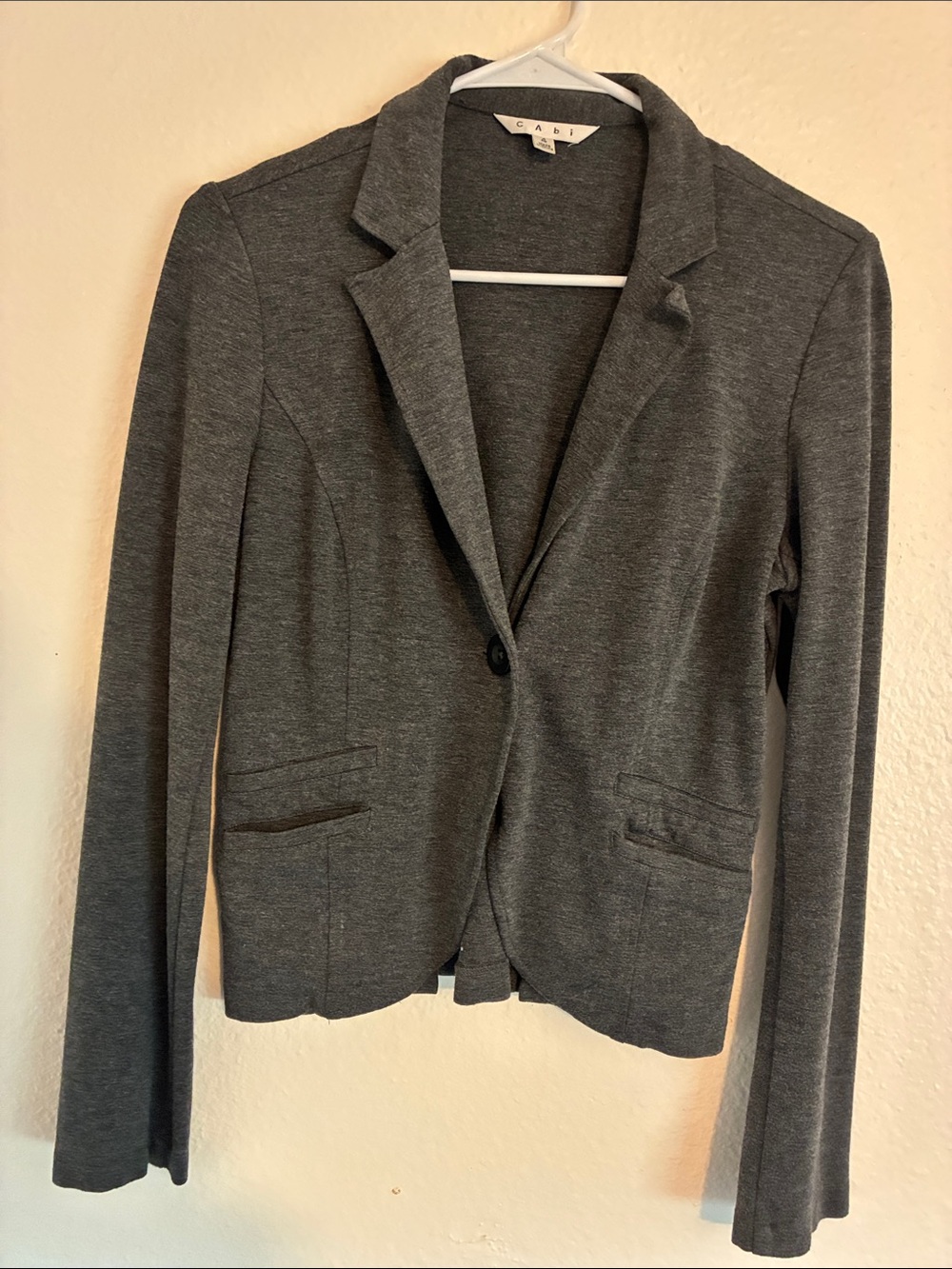CAbi Women's Dark Charcoal Knit Single-Button Blazer
